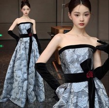 Gorgeous Off Shoulder A-line Empire Waist Flowers Printed Gown Evening Dresses