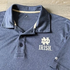 Notre Dame Fighting Irish Polo Shirt Mens Medium Blue Performance Short Sleeve