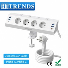 Desk Power Strip with USB-C PD 20W, 78.74 in Cable, 3 Outlets