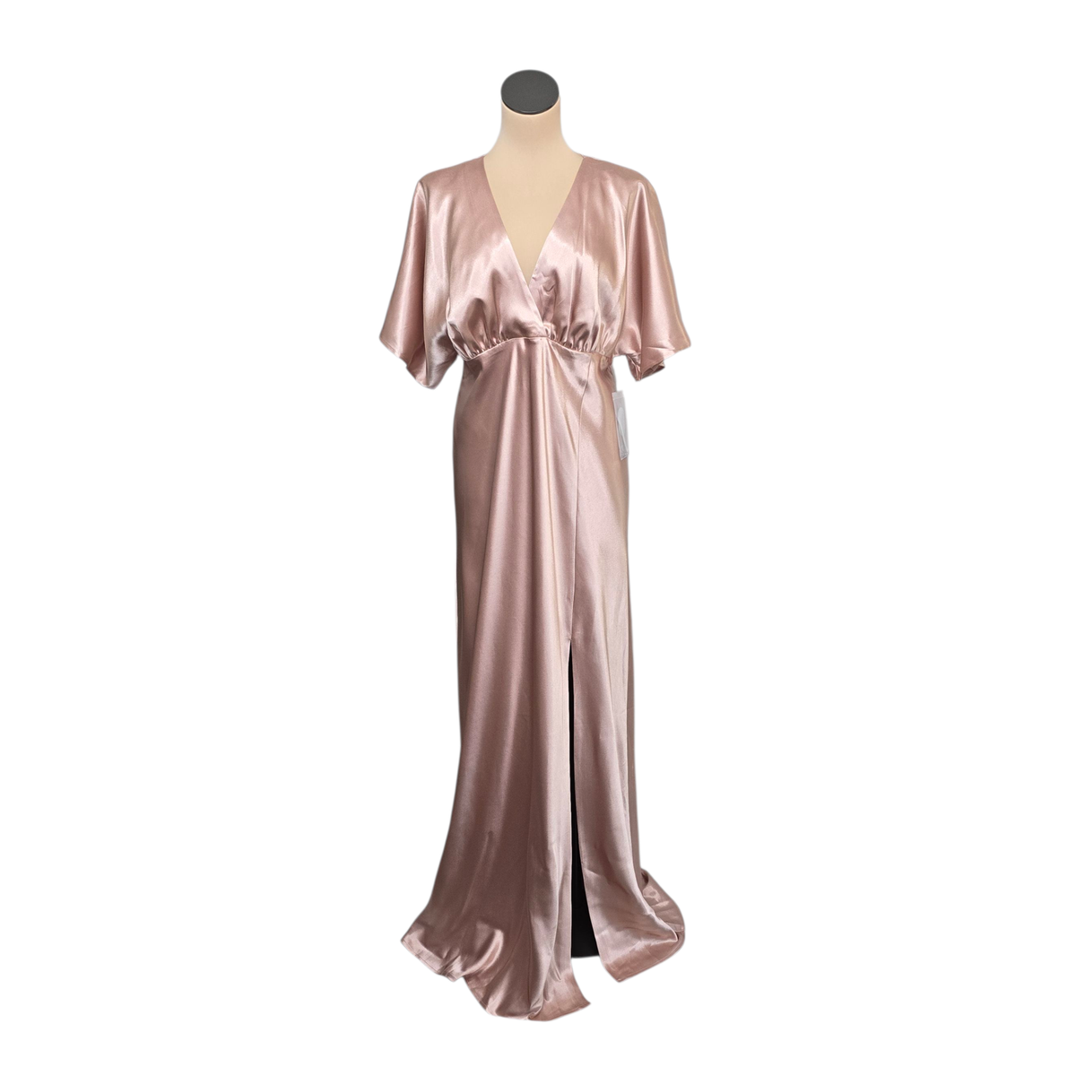 Birdy Grey Dress Womens Large Rose Gold Jesse Kimono Satin Gown