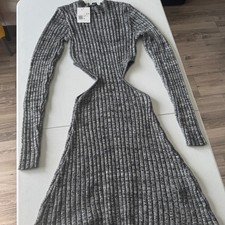 Forever 21 Pullover Knit Dress Women's Small Black Cutout Long Sleeve Preppy