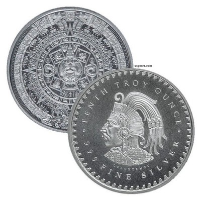 Aztec Calendar 1/10 Oz .999 Fine Silver Round