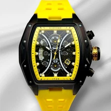 IceTime 45mm Men's Yellow Black Dial Steel Mens Watch 0.10ct Diamonds IT24