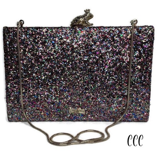 KATE SPADE I KISSED A FROG WEDDING BELLES RAINBOW GLITTER EMANUELLE CLUTCH BAG - Picture 3 of 6