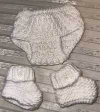 Hand made Crochet Diaper Cover And Matching Booties One Size for Newborn Baby