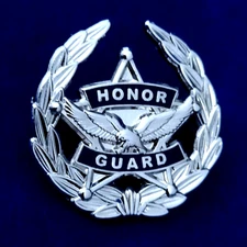 HONOR GUARD-STAR-EAGLE LEAF PIN : 1" Size, Silver-nickel Plated, Item #129