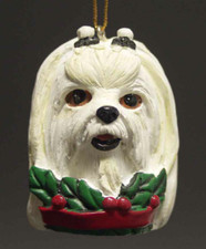 MALTESE DOG HEAD RESIN ORNAMENT 2"