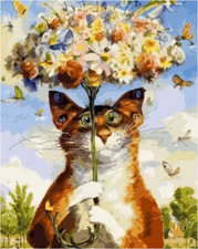 Paint By Numbers Adults kids Abstract Cat Umbrel DIY Painting Kit 40x50CM Canvas