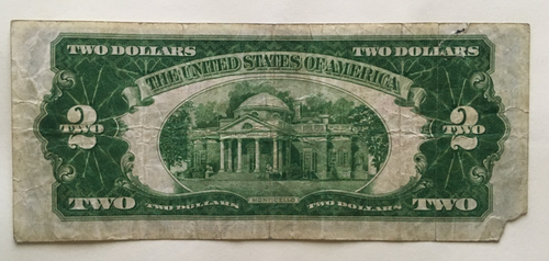 1928 A $2 Legal Tender FR 1502 Red Seal AA block missing corner & tiny torn - Picture 2 of 2