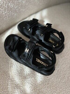 BNIB Chanel Dad Sandal CC Crystals In Black With Bows Size BNIB Chanel Dad Sandal CC Crystals In Black With Bows Size