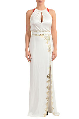 Versace Collection Women's White Embroidered Long Evening Dress US XS IT 38