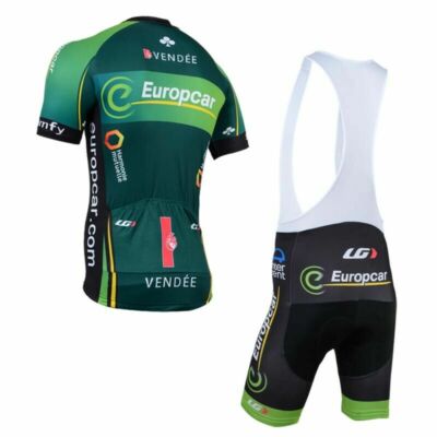 Set Completo Da Ciclismo Uomo – Maglia Manica Corta E Pantaloncino Con Bretelle – Verde Fluo