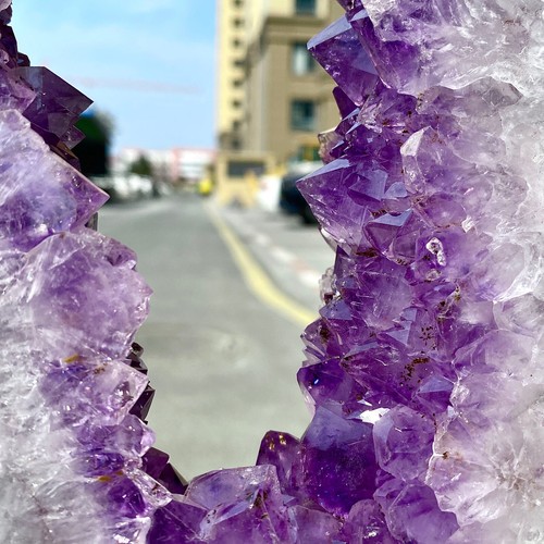 8.6LB Natural Amethyst Cave Crystal Slice Crescent shaped Hand Cut Repai - 第 18/19 張圖片