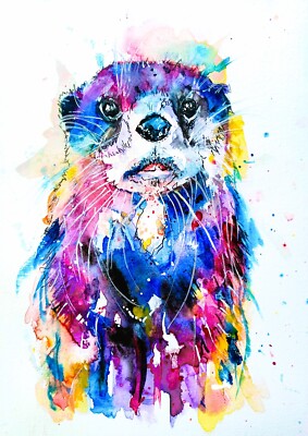 Otter A4 Archivqualität Druck von Original Aquarell 