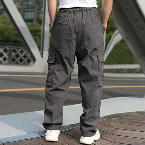 Cargo Sports Loose Fitness Multi-Pocket Straight Pants Trousers Men Pants - Picture 19 of 23