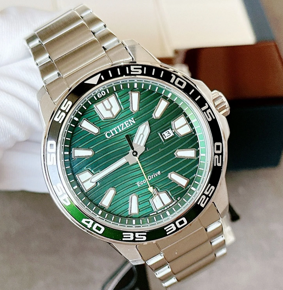 Citizen Eco-Drive Green Dial Date AW1701-56X Display Men's Watch