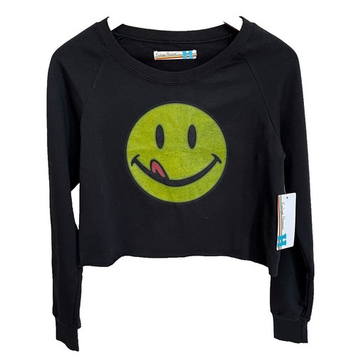 Sweat à Capuche Fille Havana Vintage - Jaune, Visage Smiley Rose - Taille S