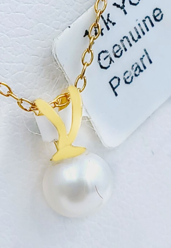 GENUINE WHITE PEARL PENDANT 14K YELLOW GOLD - 6mm-MADE IN USA - New With Tag