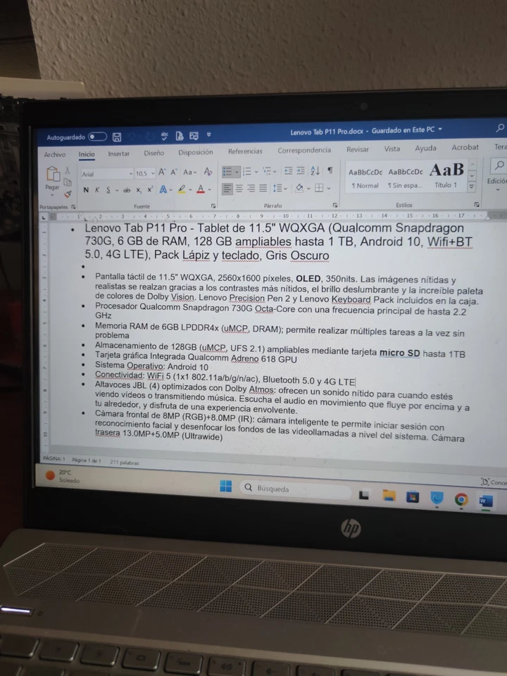lenovo tablet P11 Pro en perfecto estado, con Lápiz y teclado incorporado - Imagen 4 de 4