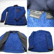 Marmot Fleece Mens Medium Blue Hiking Fuzzy Sherpa Full Zip Jacket Polartec