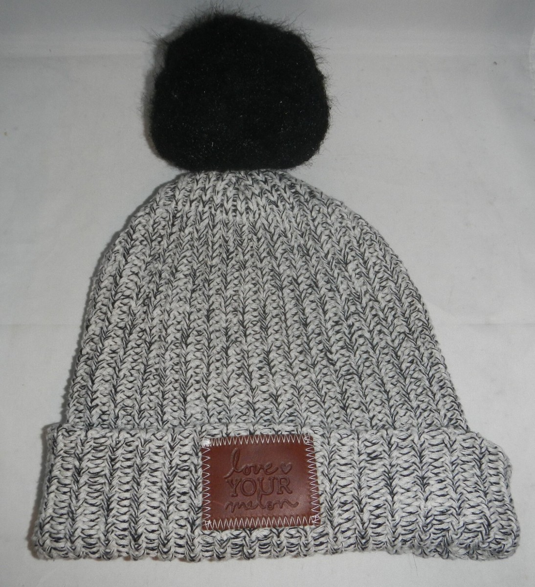 LYM Love Your Melon Black & White Knit Winter Pom Beanie  display picture 3