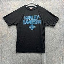 Harley Davidson Shirt Men Medium Black Blue Spell Out 2019 Motorcycle Biker NEW
