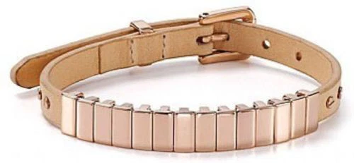 Michael Kors Bracciale Donna Pelle Acciaio Inox IP Rosa Oro Beige MKJ2405