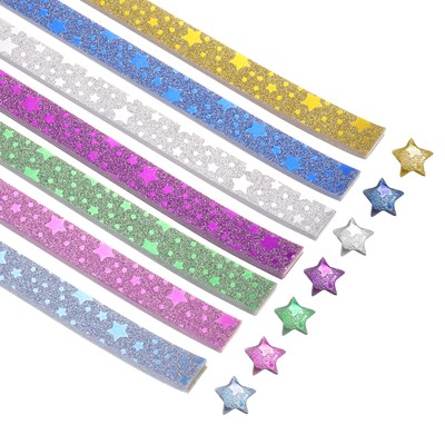 420 Sheets Origami Paper Glitter Stars Papers Star Pattern Fold Paper,0.4 x 9.3''