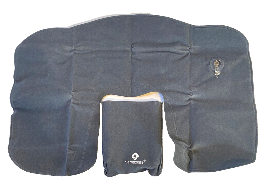 Samsonite Charcoal Grey Inflatable Travel Pillow Unused Open Package Vintage