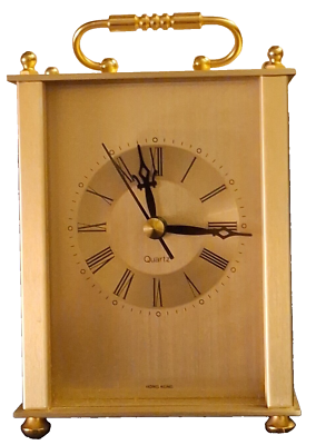 Vintage Working BRASS CARRIAGE CLOCK Made in Hong Kong Japan