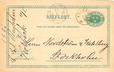 SCHWEDEN 1886, "KOLBÄCK" und "STOCKHOLM 6.TUR." selt. K1 klar a. 5 (FEM) Öre GA