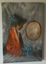 Bonacina-Signora allo specchio.   olio su tela, quadro senza cornice- 60 X 40 cm