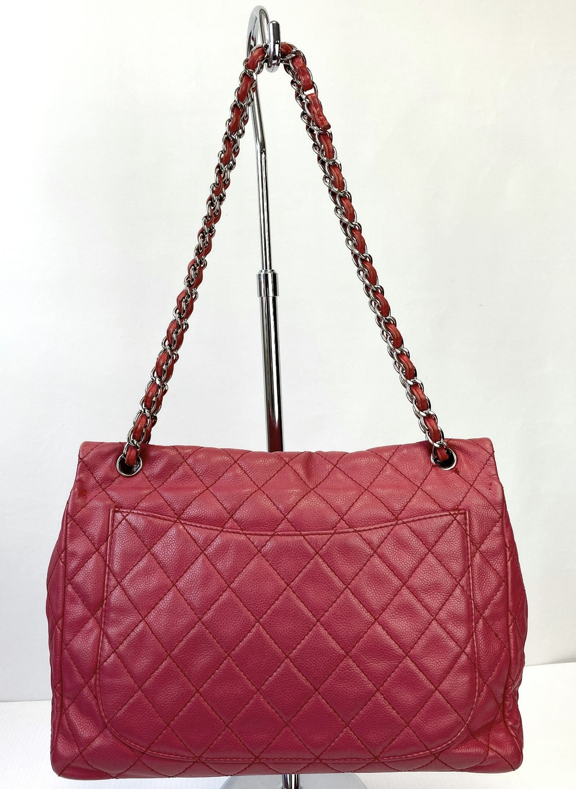 CHANEL 2.55 Classic Single Flap Bag Dark Pink Quilted Soft Caviar Maxi Jumbo image 3