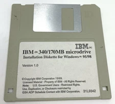 IBM 340/170MB Microdrive CF Memory Card Install Floppy Disk Windows 95/98 Ver 1