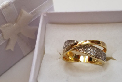 NEW $200 Genuine Diamonds 18k Gold 925 Sterling Silver Wavy Design