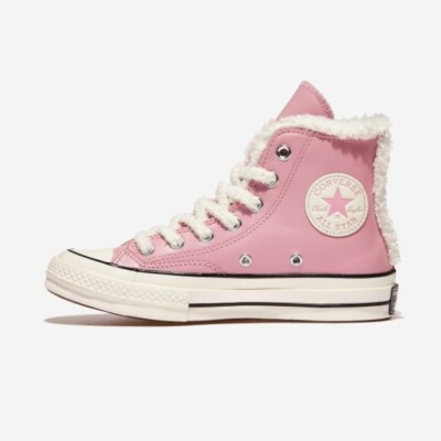 Converse Chuck 70 Leather Fur Sherpa Lotus Pink High Mens Womens Sneakers 