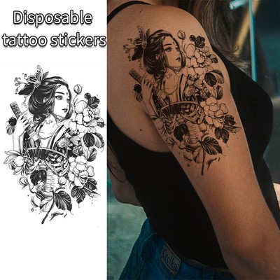 2 Stück Geisha Kräuter Tattoo Aufkleber – Wasserdicht, Temporär, Japanischer Stil, Entwickelt In 24-48h