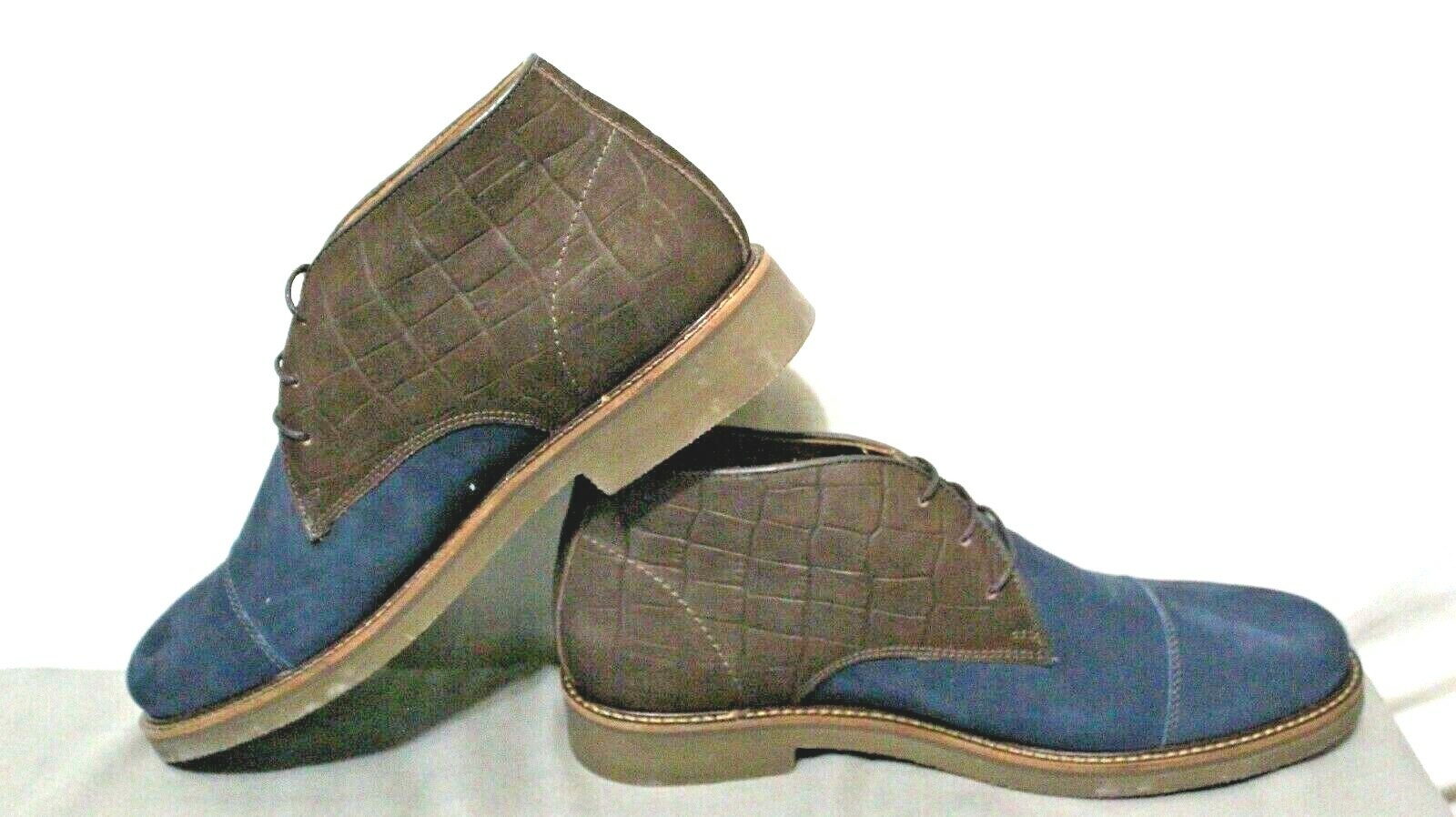 SAOLA MARC JOSEPH scarpe abiti lacciate da uomo pelle blu navy marroni taglia 8 5 M nuove