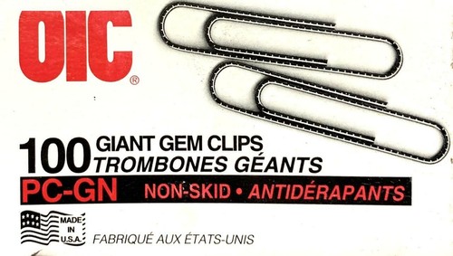 OIC 99915 Non-Skid Giant Gem Clips PC-GN - Box of 100 (2 Available) - Picture 2 of 3