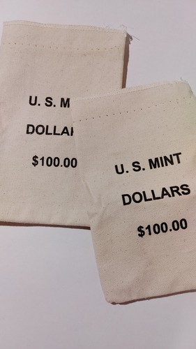 US Mint Dollar Canvas Bag  $100.00 Lot of 2 (No Coins)
