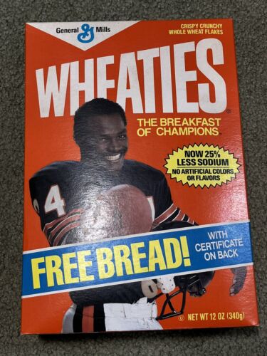 NUOVA scatola completa di wheaties anni '80 Walter Payton Chicago Bears 11"" x 8"" scatola sigillata con scatola - Foto 1 di 4