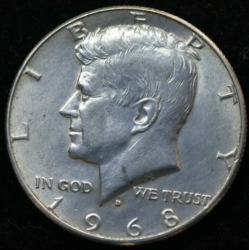 1968 D - KENNEDY JFK HALF DOLLAR SILVER COIN - UNCIRCULATED CONDITION