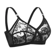 Women Bras See through Wirelesss Brassiere Intimate Lace Sexy Lingerie Big Cup