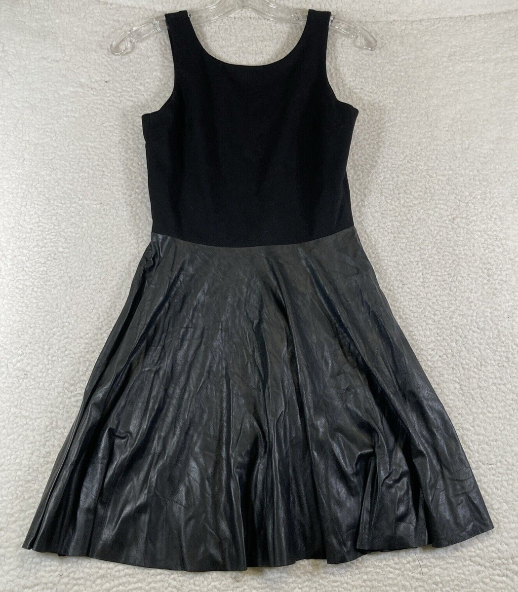 Amanda Uprichard Women's Back Zip Black Bottom Vegan Leather Dress, Size S Amanda Uprichard Women's Back Zip Black Bottom Vegan Leather Dress, Size S