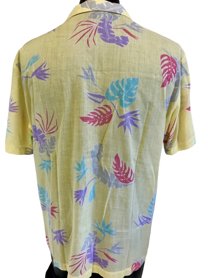 Vtg 80's Marina California Yellow Pink Floral Rayon Blend Hawaiian SURFER Shirt - Image 2 of 4