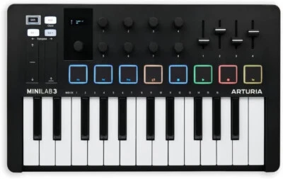 ARTURIA MINILAB 3 BLACK TASTIERA USB 25 TASTI MINI, 8 PAD RGB, 8 ENCODER