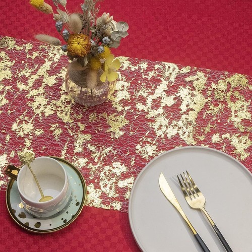 Glitter Foil Metallic Thin Mesh Table Runner Roll Wedding Banquet Party Decor - Picture 28 of 54