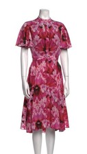 ALEXANDER MCQUEEN Pink Floral Orchid Kaleidoscope Midi Dress Size 40 Small