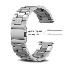 18/20/22/24mm Stainless Steel Bracelet Watch Band Strap Button Clasp Silver