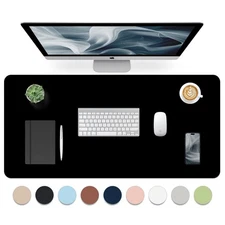 Black Desk Mat 35.4" × 15.7", Non-Slip Desk Protector Mat, Leather Desk Blott...